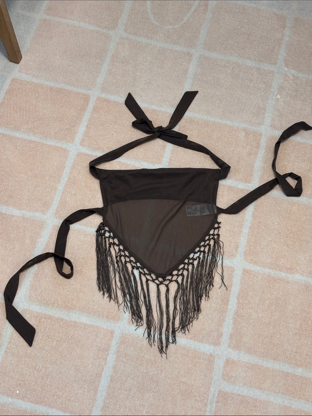 Edikted Black Sheer Fringe Triangle Halter Bandeau